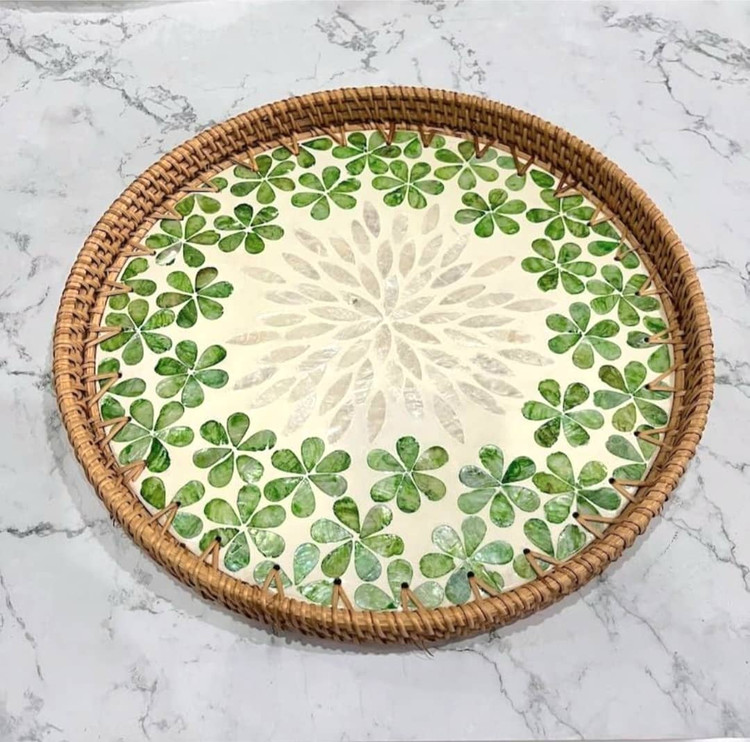 میز عسلی راتان وسط صدف وارداتی