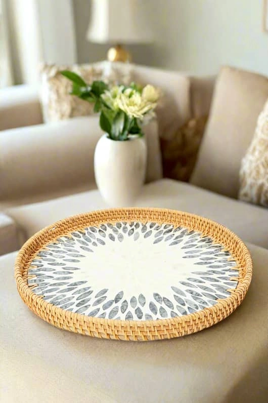 میز عسلی راتان وسط صدف وارداتی