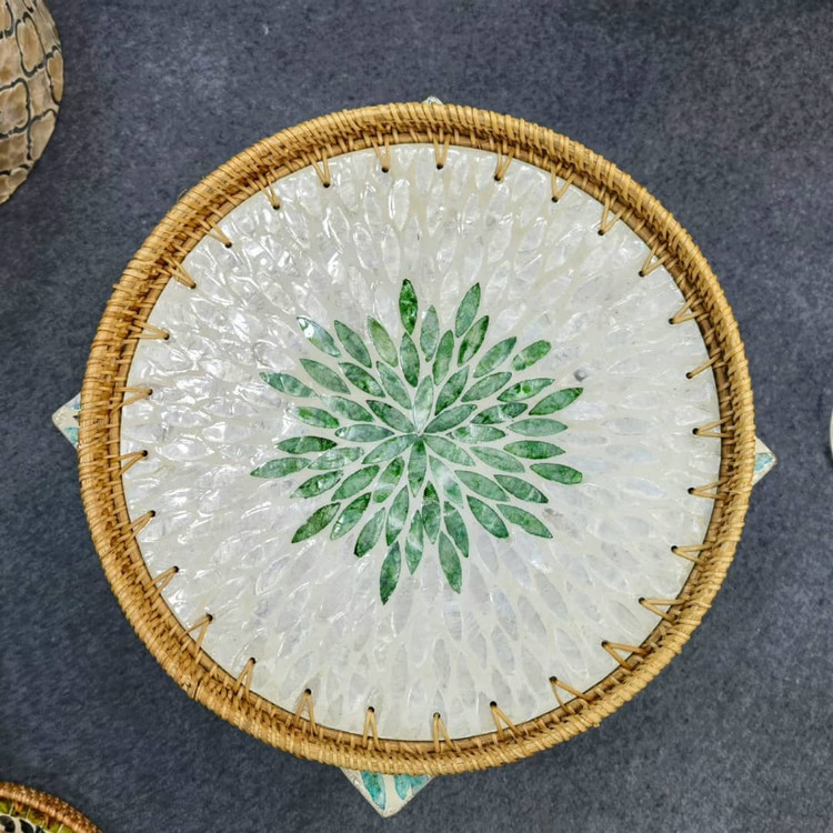 میز عسلی راتان وسط صدف وارداتی