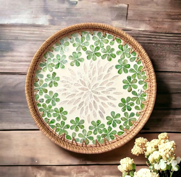 میز عسلی راتان وسط صدف وارداتی
