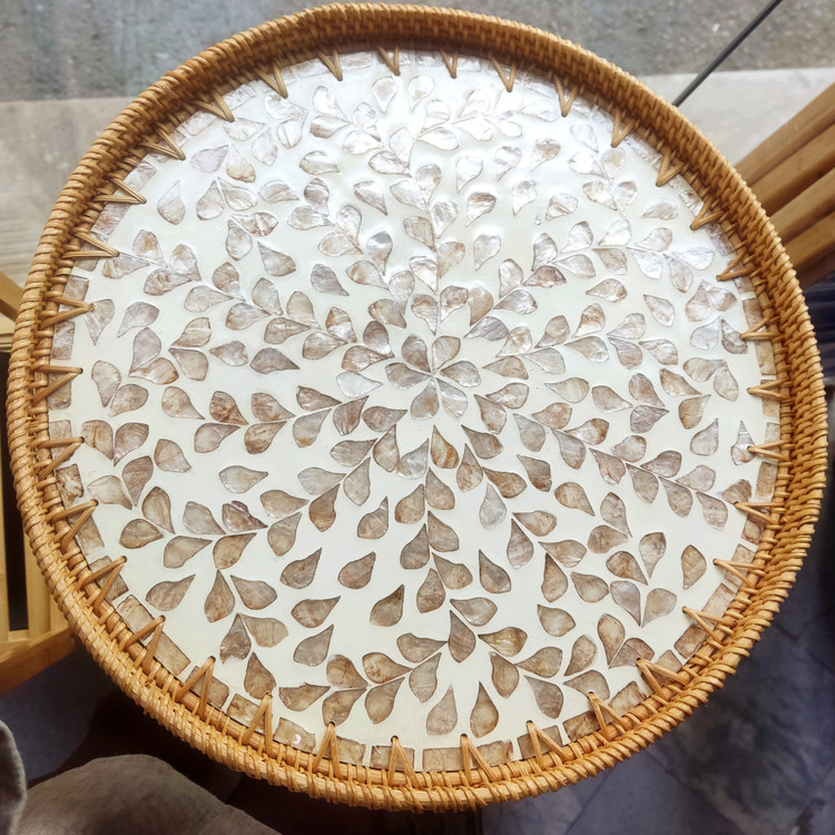 میز عسلی راتان وسط صدف وارداتی