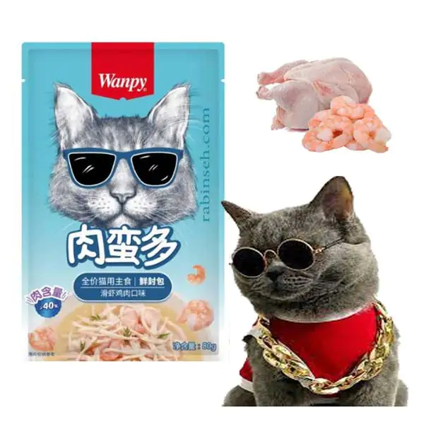 پوچ گربه ونپی کینگ ویتامینه طعم مرغ و ماهی تن 80 گرم
